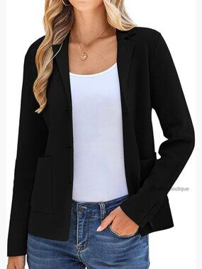 Long Sleeve Casual Blazer Work Office Business Jacket with Pockets